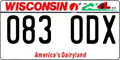 WI license plate 083ODX