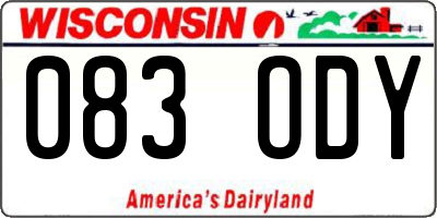 WI license plate 083ODY