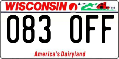 WI license plate 083OFF