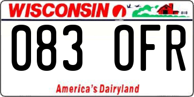 WI license plate 083OFR