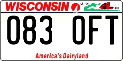 WI license plate 083OFT