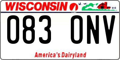 WI license plate 083ONV