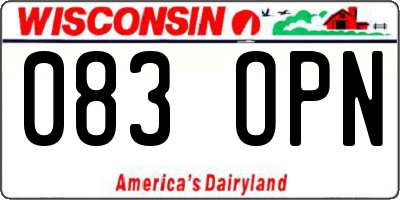 WI license plate 083OPN