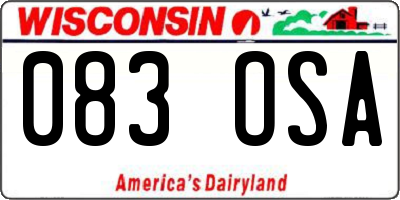 WI license plate 083OSA