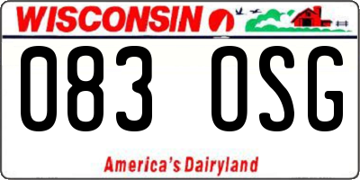 WI license plate 083OSG