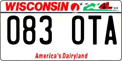WI license plate 083OTA