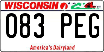 WI license plate 083PEG