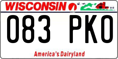WI license plate 083PKO