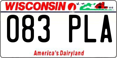 WI license plate 083PLA