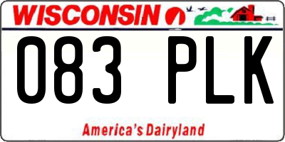 WI license plate 083PLK