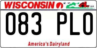 WI license plate 083PLO