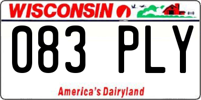WI license plate 083PLY