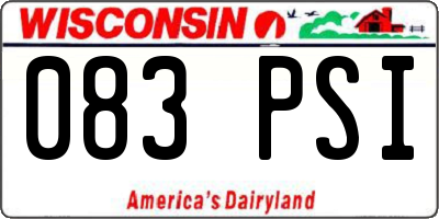 WI license plate 083PSI