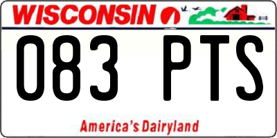 WI license plate 083PTS