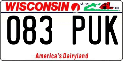 WI license plate 083PUK