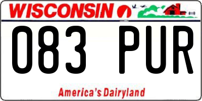 WI license plate 083PUR