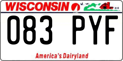 WI license plate 083PYF