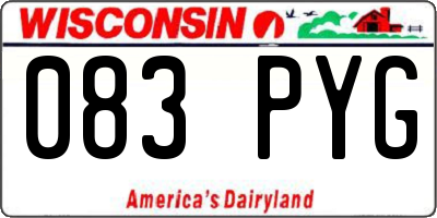 WI license plate 083PYG