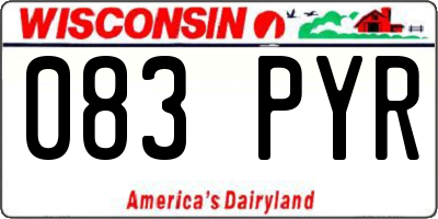 WI license plate 083PYR