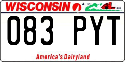 WI license plate 083PYT