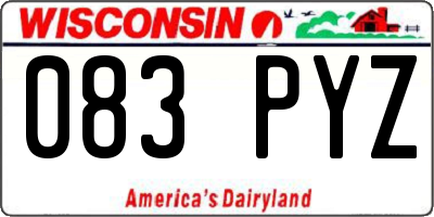 WI license plate 083PYZ