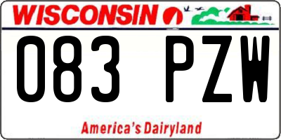 WI license plate 083PZW
