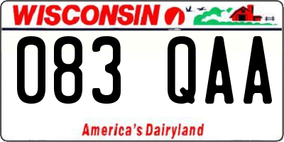 WI license plate 083QAA