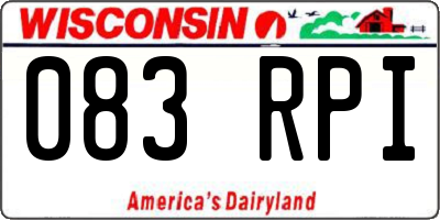 WI license plate 083RPI