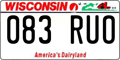 WI license plate 083RUO