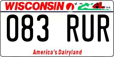 WI license plate 083RUR