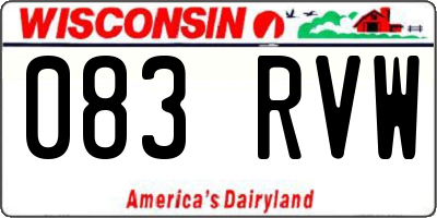 WI license plate 083RVW