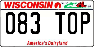 WI license plate 083TOP