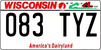 WI license plate 083TYZ