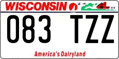 WI license plate 083TZZ