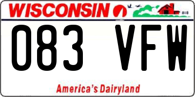 WI license plate 083VFW
