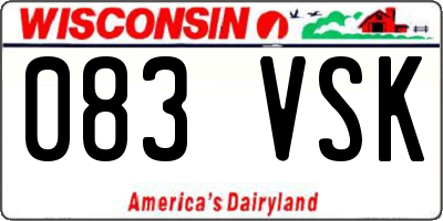 WI license plate 083VSK