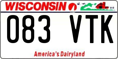 WI license plate 083VTK