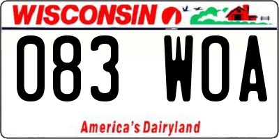 WI license plate 083WOA