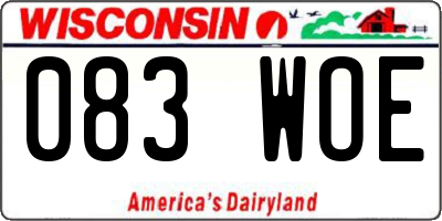 WI license plate 083WOE