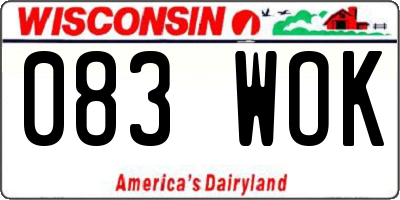 WI license plate 083WOK