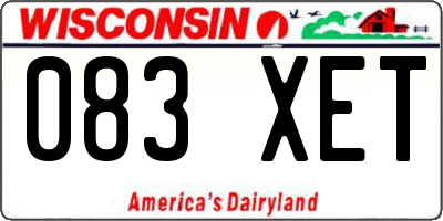 WI license plate 083XET