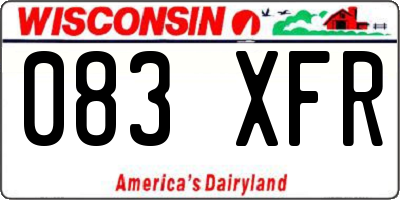 WI license plate 083XFR