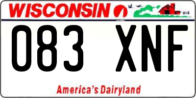 WI license plate 083XNF