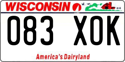 WI license plate 083XOK