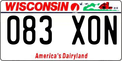 WI license plate 083XON