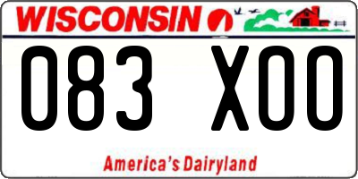 WI license plate 083XOO