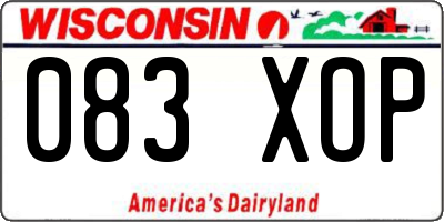 WI license plate 083XOP