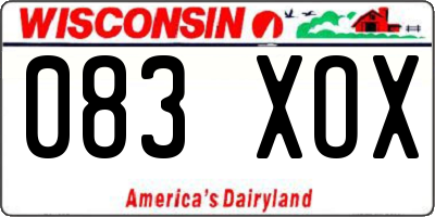 WI license plate 083XOX