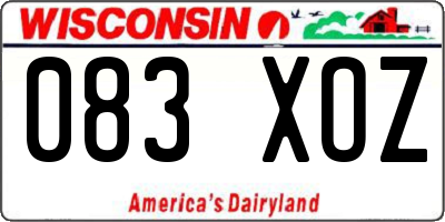 WI license plate 083XOZ