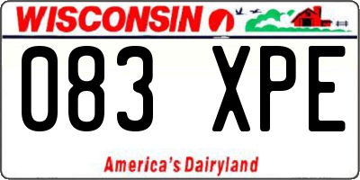 WI license plate 083XPE